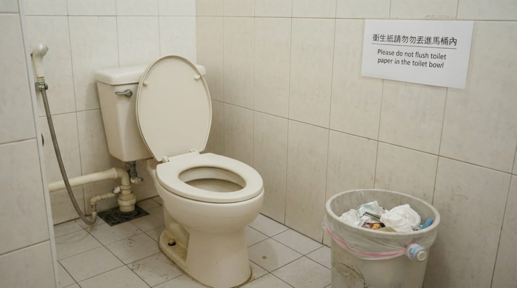 トイレットペーパーを流しそうになった